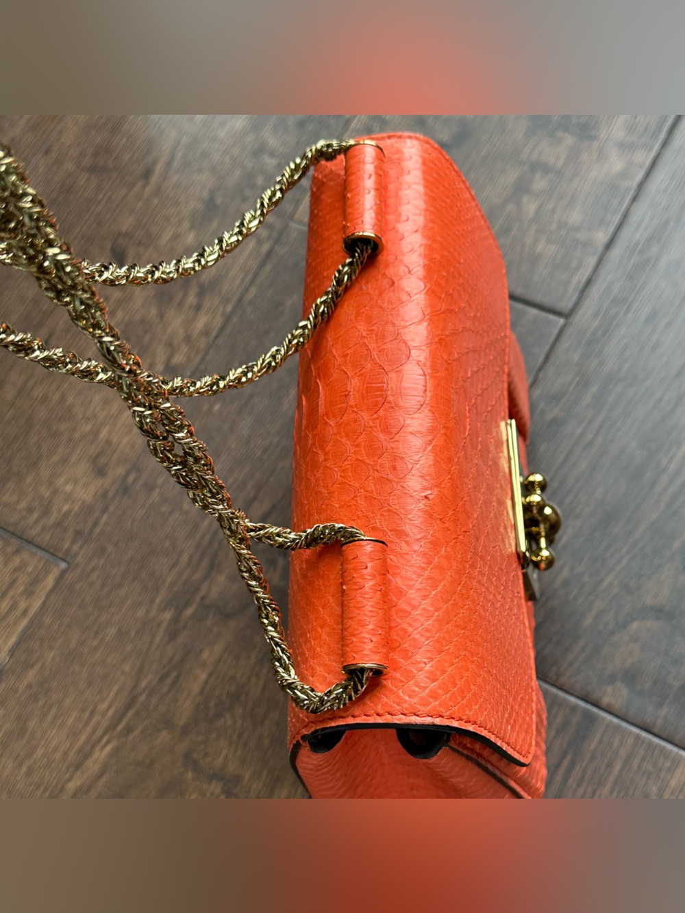 Chloe Coral Pink Python Elsie Shoulder Chain Bag - Picture 5 of 16